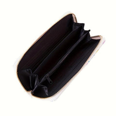 Skull Zipper Wallet Leather Handbag Large Capacity Clutch Bag