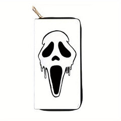Skull Zipper Wallet Leather Handbag Large Capacity Clutch Bag