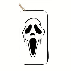 Skull Zipper Wallet Leather Handbag Large Capacity Clutch Bag