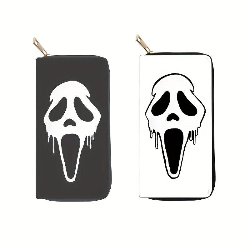 Skull Zipper Wallet Leather Handbag Large Capacity Clutch Bag