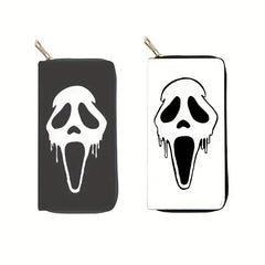 Skull Zipper Wallet Leather Handbag Large Capacity Clutch Bag