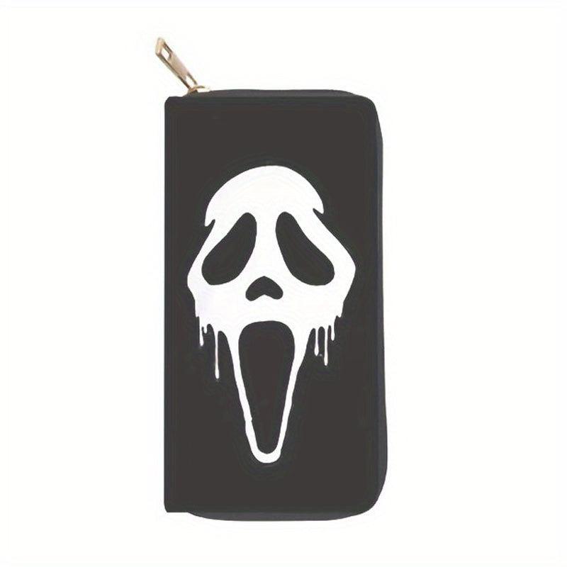 Skull Zipper Wallet Leather Handbag Large Capacity Clutch Bag