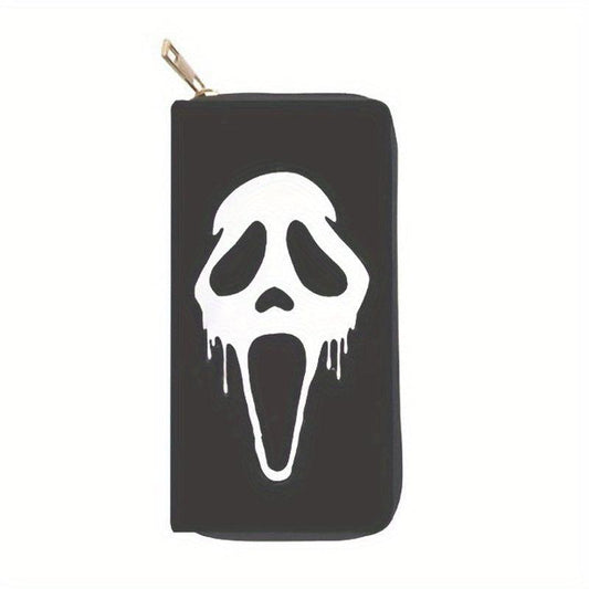 Skull Zipper Wallet Leather Handbag Large Capacity Clutch Bag