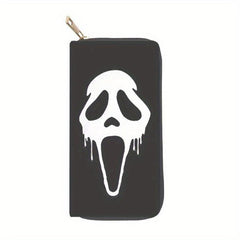 Skull Zipper Wallet Leather Handbag Large Capacity Clutch Bag