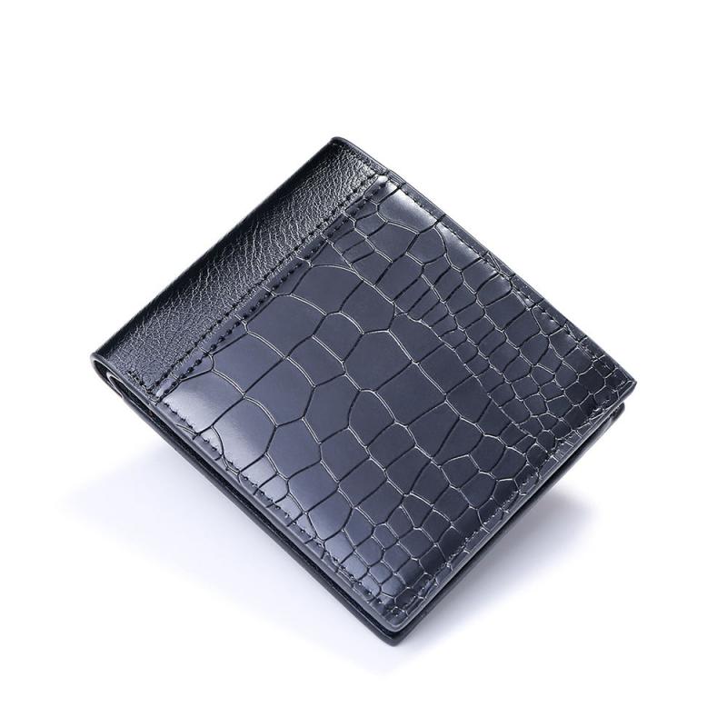 Men's Crocodile Pattern Short Wallet Multifunctional PU Leather