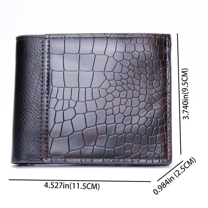 Men's Crocodile Pattern Short Wallet Multifunctional PU Leather