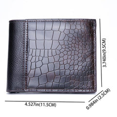 Men's Crocodile Pattern Short Wallet Multifunctional PU Leather