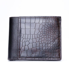 Men's Crocodile Pattern Short Wallet Multifunctional PU Leather