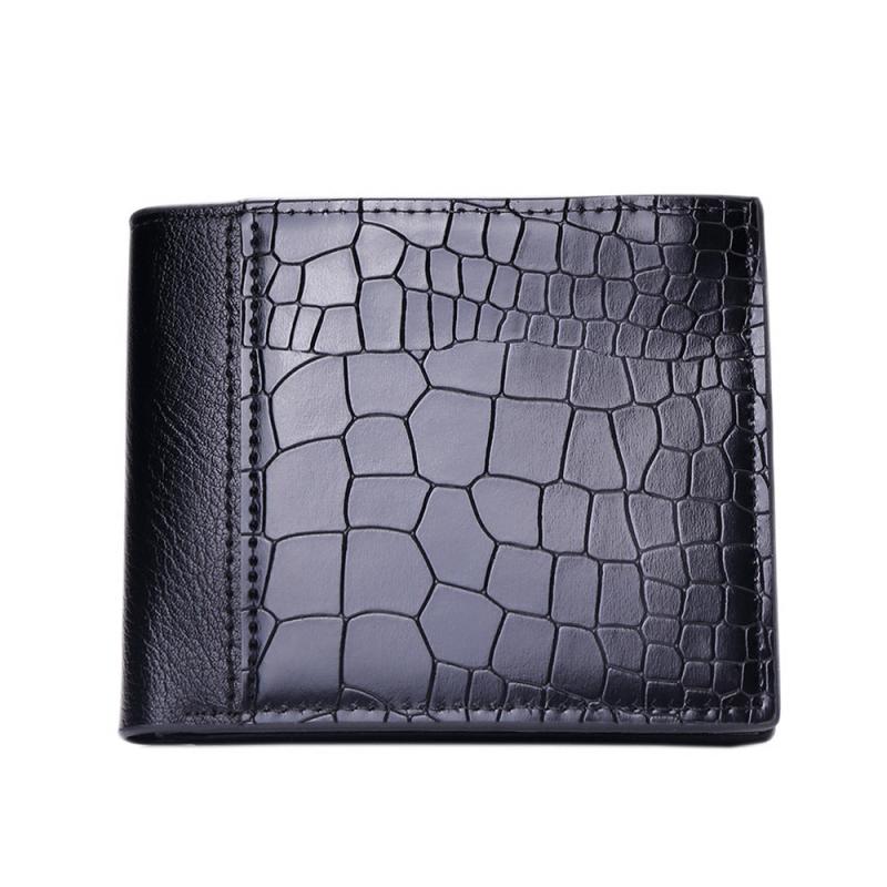 Men's Crocodile Pattern Short Wallet Multifunctional PU Leather