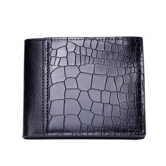 Men's Crocodile Pattern Short Wallet Multifunctional PU Leather
