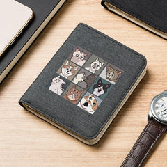 Japanese Cat Pattern Men's Short Wallet Canvas Oxford Cloth Ultra thin Wallet