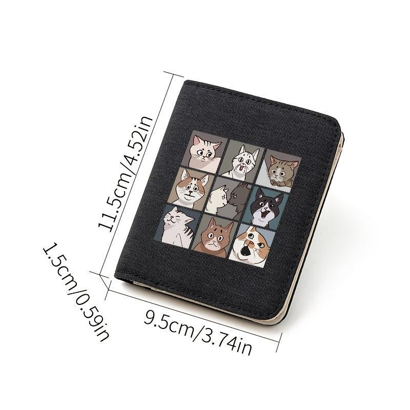 Japanese Cat Pattern Men's Short Wallet Canvas Oxford Cloth Ultra thin Wallet
