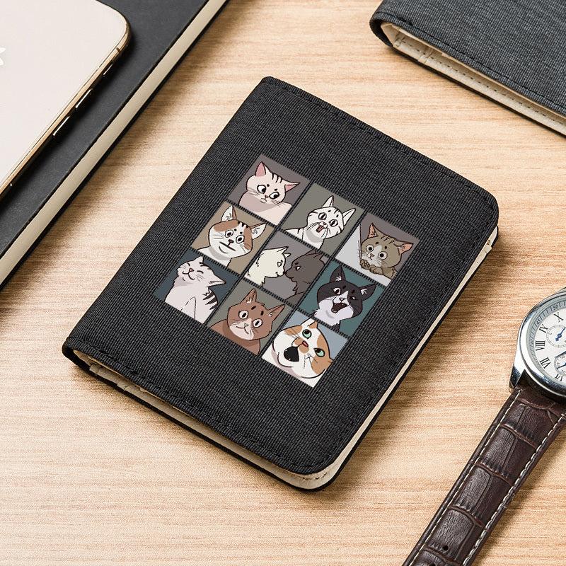 Japanese Cat Pattern Men's Short Wallet Canvas Oxford Cloth Ultra thin Wallet