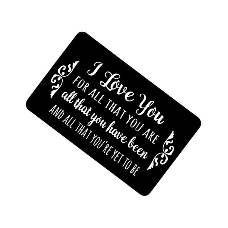 Engraved I Love You Wallet Card Wallet Insert - Anniversary Gift