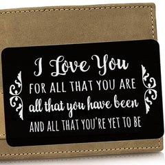 Engraved I Love You Wallet Card Wallet Insert - Anniversary Gift