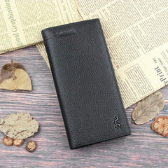 Men's Bifold Long Wallet Cowhide Business Wallet Money Clip