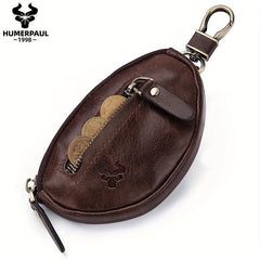 HUMERPAUL Men's Leather Car Key Bag Coin Purse Chain