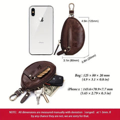 HUMERPAUL Men's Leather Car Key Bag Coin Purse Chain