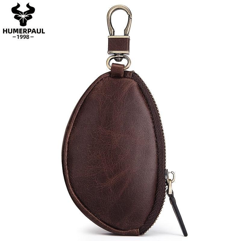 HUMERPAUL Men's Leather Car Key Bag Coin Purse Chain