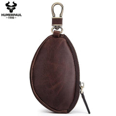 HUMERPAUL Men's Leather Car Key Bag Coin Purse Chain