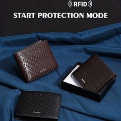 Men's Snake Pattern Bifold Wallet RFID Blocking Card Holder