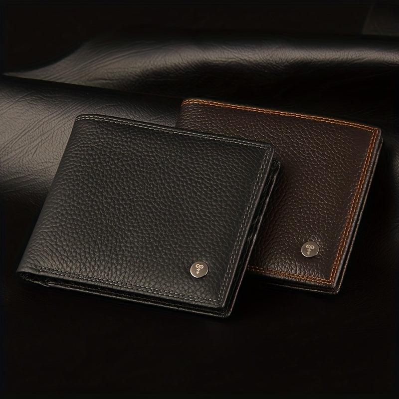 Men's Leather Short Wallet Card Slots Purse Large Capacity Great Gift