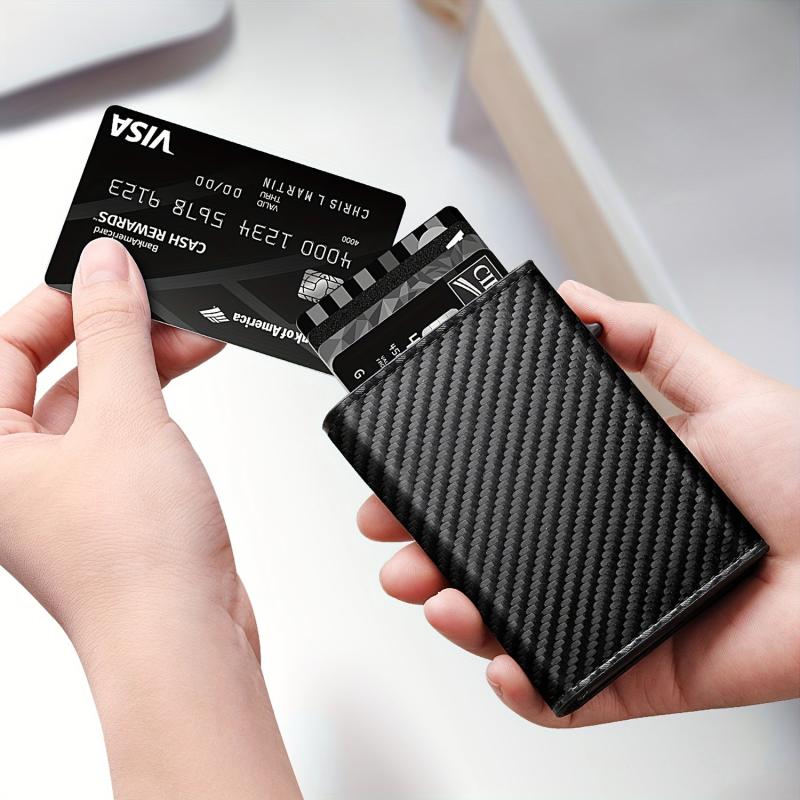 Men's Leather Wallet RFID Tri fold Anti theft Money Clip