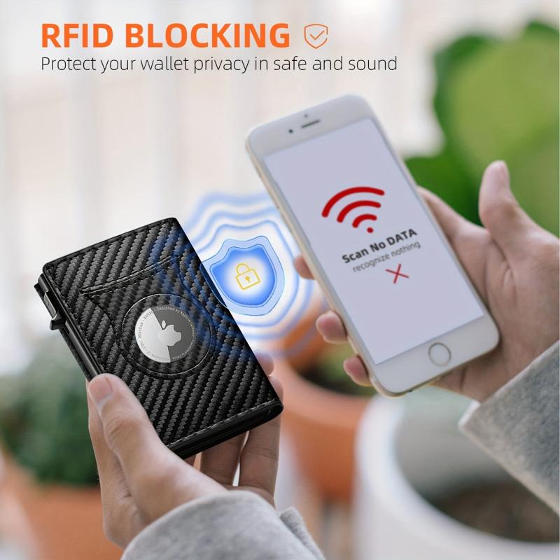 Men's Leather Wallet RFID Tri fold Anti theft Money Clip