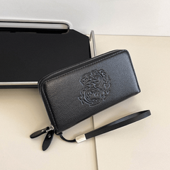 Men's Double Layer Zipper Handbag Large Capacity Long Wallet Clutch Bag