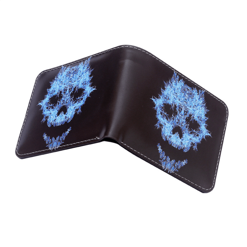 Halloween Skull Short Wallet Leather Card Holder Horror Night Wallet