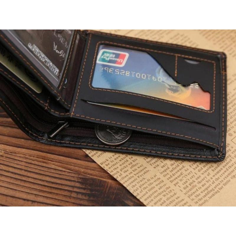 Men's Leather Short Wallet Money Clip Card Holder Purse