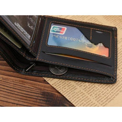 Men's Leather Short Wallet Money Clip Card Holder Purse