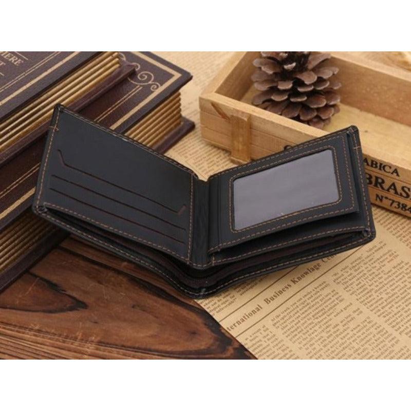 Men's Leather Short Wallet Money Clip Card Holder Purse