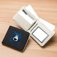 Canvas Wallet Bear Pattern Student Short Zipper Coin Wallet