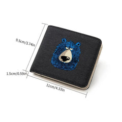 Canvas Wallet Bear Pattern Student Short Zipper Coin Wallet