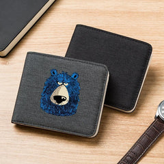 Canvas Wallet Bear Pattern Student Short Zipper Coin Wallet