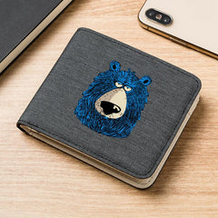 Canvas Wallet Bear Pattern Student Short Zipper Coin Wallet