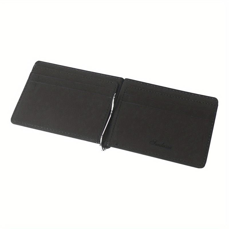 Men's Portable Money Clip Card Holder Bifold Case