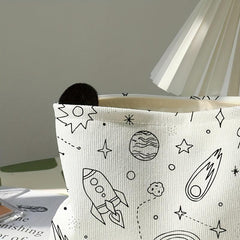 Cartoon Universe Print Makeup Bag Corduroy Cosmetic Bag