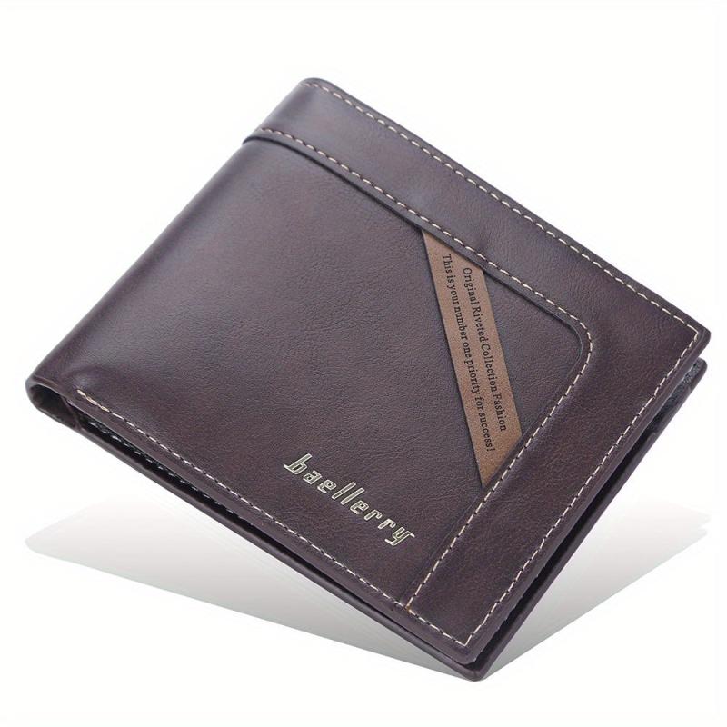 Men's Leather Short Wallet Card Slots Purse Large Capacity Horizontal Wallet