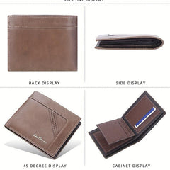 Men's Leather Short Wallet Card Slots Purse Large Capacity Horizontal Wallet