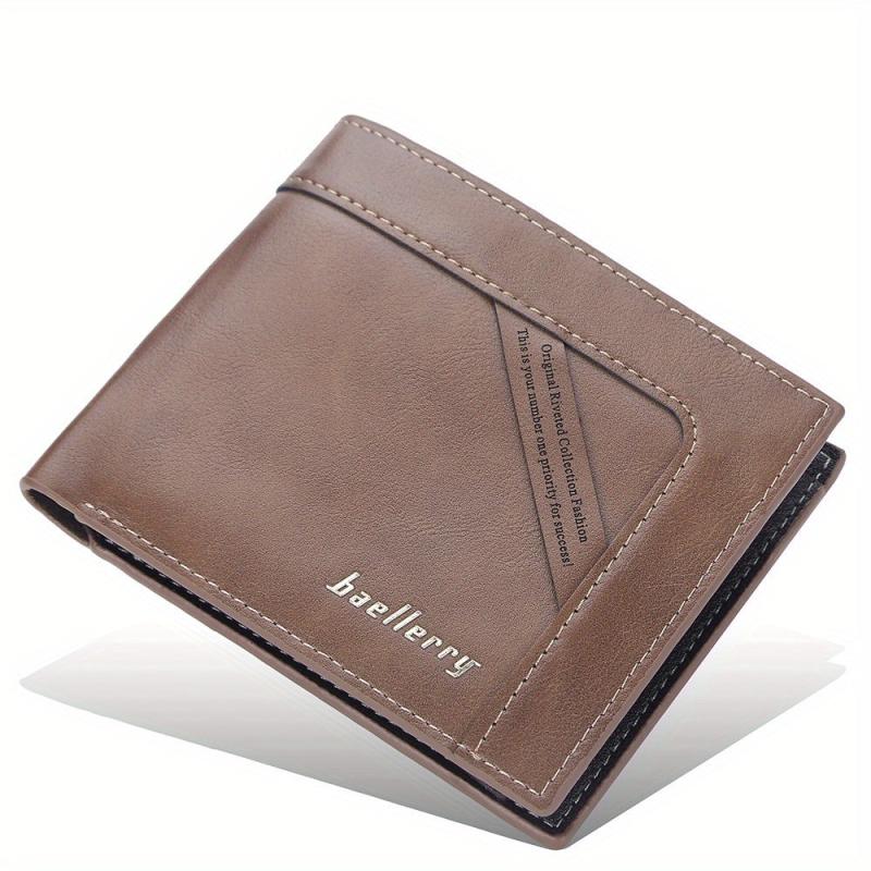Men's Leather Short Wallet Card Slots Purse Large Capacity Horizontal Wallet