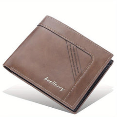 Men's Leather Short Wallet Card Slots Purse Large Capacity Horizontal Wallet