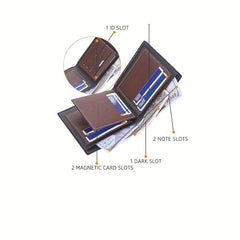 Men's Leather Short Wallet Card Slots Purse Large Capacity Horizontal Wallet