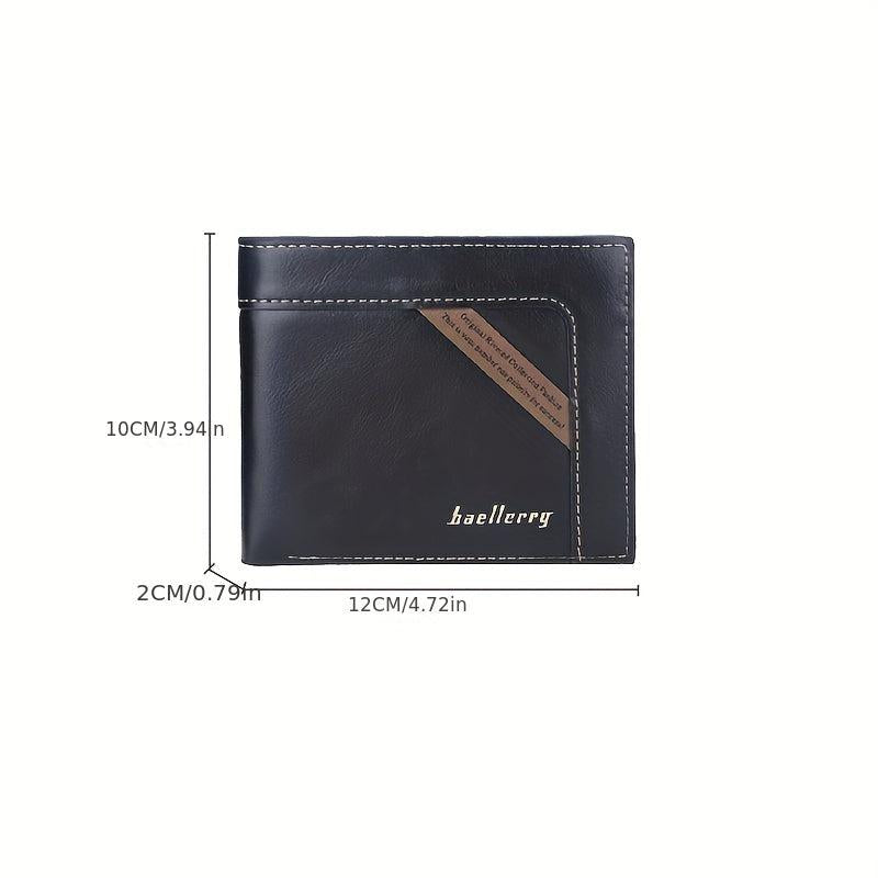 Men's Leather Short Wallet Card Slots Purse Large Capacity Horizontal Wallet