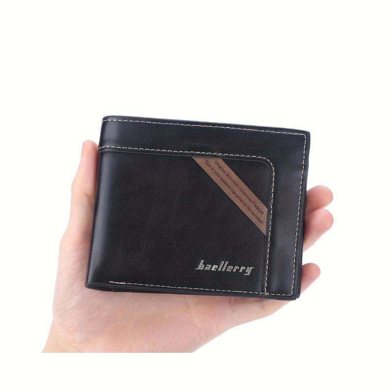 Men's Leather Short Wallet Card Slots Purse Large Capacity Horizontal Wallet