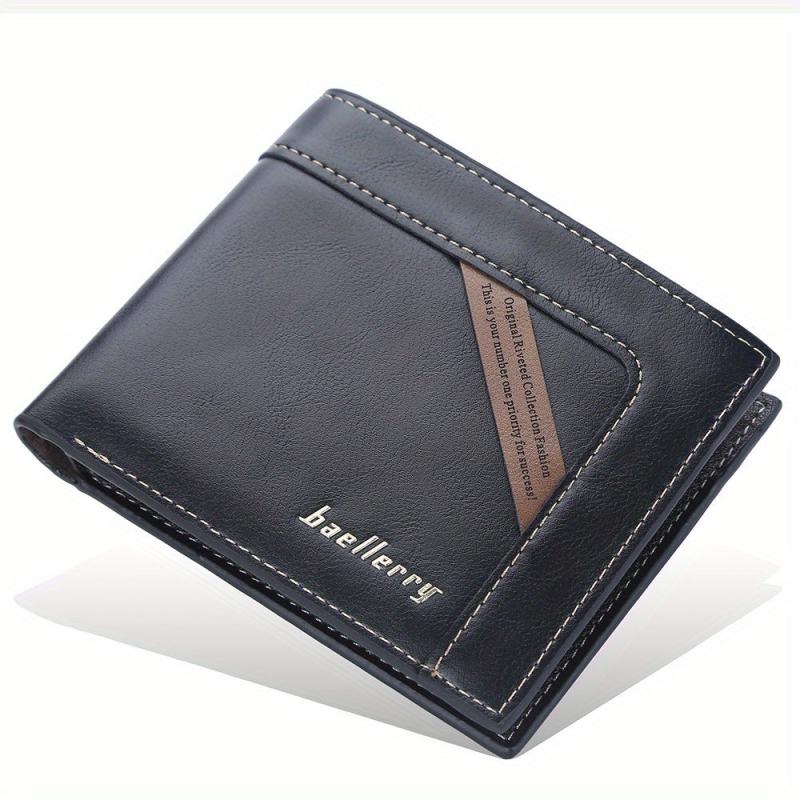 Men's Leather Short Wallet Card Slots Purse Large Capacity Horizontal Wallet