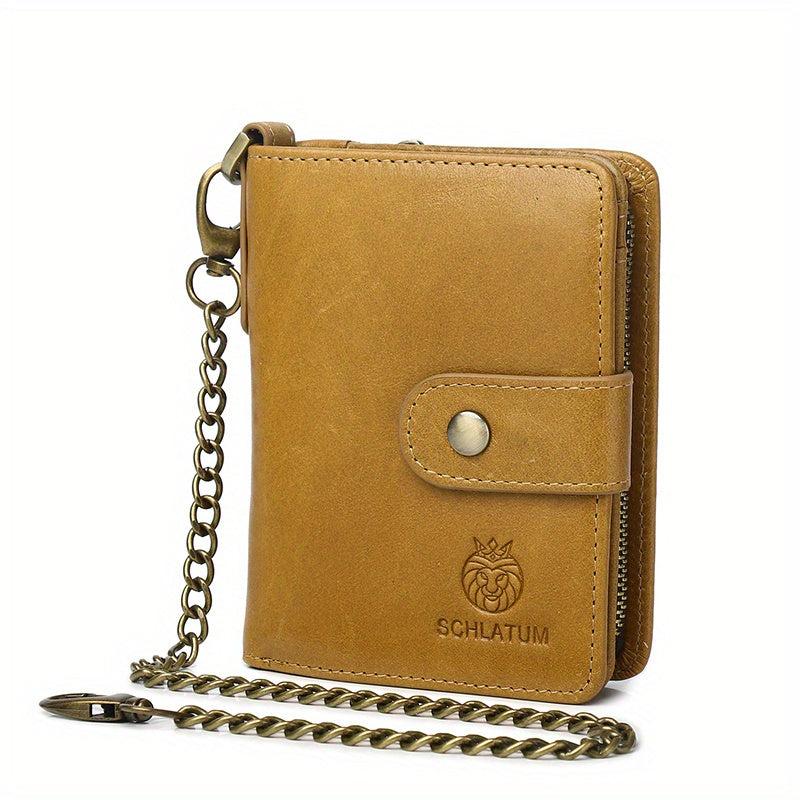 Men's RFID Blocking Leather Short Wallet Anti Theft