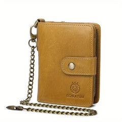 Men's RFID Blocking Leather Short Wallet Anti Theft