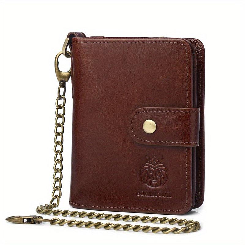 Men's RFID Blocking Leather Short Wallet Anti Theft